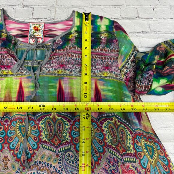 Johnny Was 3/4 Sleeve Blouse Top Shirt Size Large 100% Silk Floral Boho C095 -5 - Picture 3 of 15